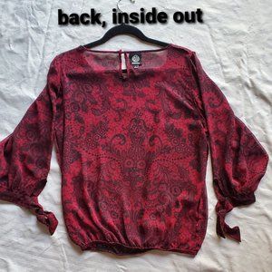 Bobeau Sheer Top, Tie Sleeves (SZ S)